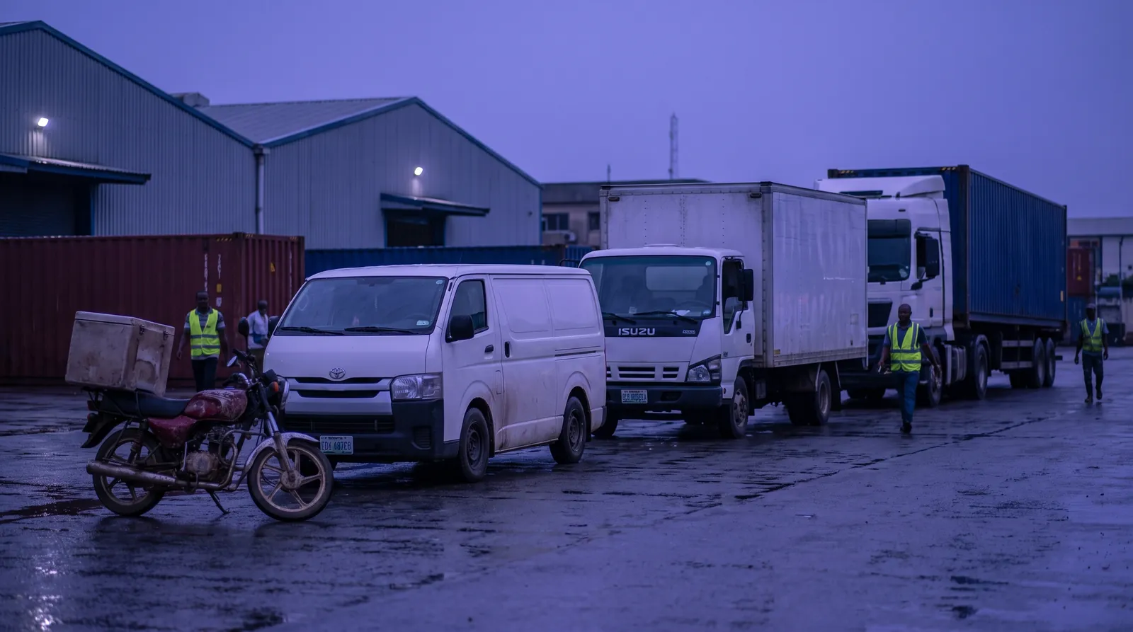 A lineup of Liftzor carrier vehicles ready for loads